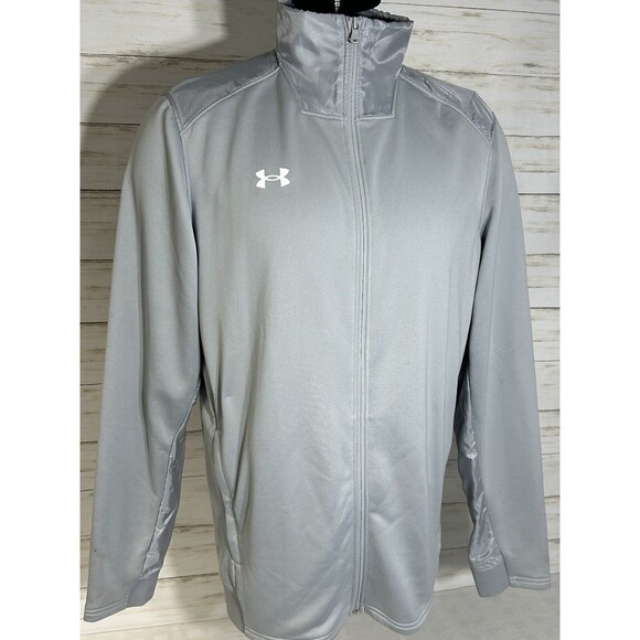 NWT! Under Armour LARGE Mens UA COMMAND WARM-UP FULL-ZIP JACKET GRAY 1360713 $70 - Picture 1 of 16